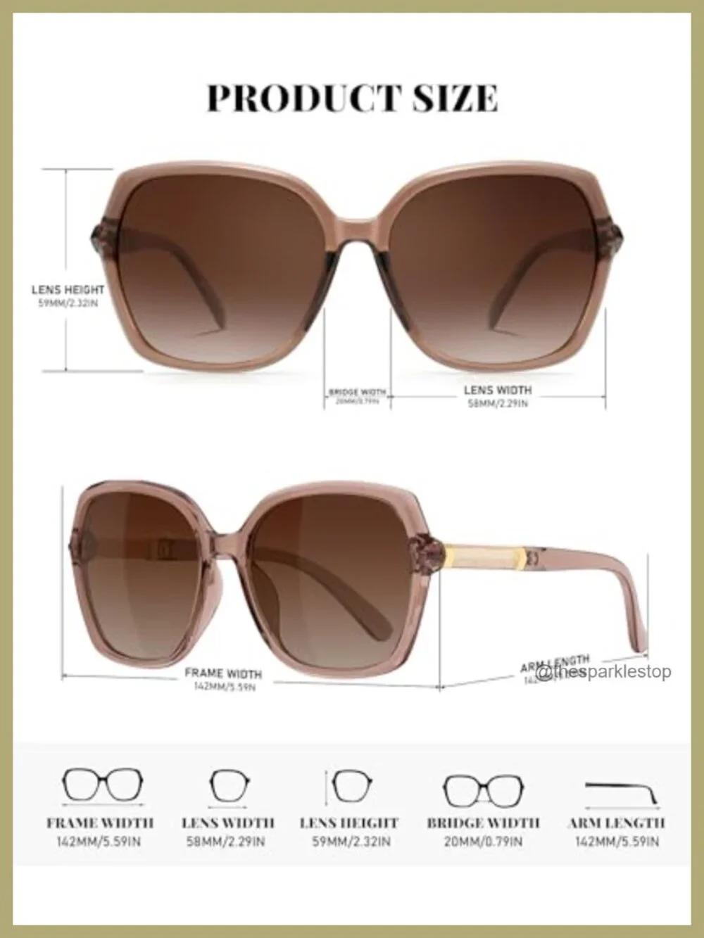 Polarized Sunglasses for Women with Glitter Temple UV Protection
